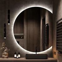 Miroir Mural LED Moderne Semi-Circulaire Asymétrique pour Salon, Hôtel, Salle de Bain, Chambre & Séjour – Solution de Design Graphique