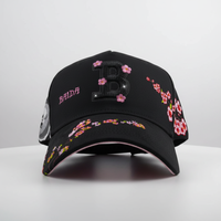 Casquette de baseball 5 panneaux unisexe en gros avec lettres en strass scintillants, broderie florale, respirante, imperméable, pour l'extérieur, style Hip Hop