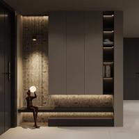 Meuble à chaussures grande capacité pour entrée, en aggloméré de luxe foncé, avec rangement en bois massif, pour projets de mobilier moderne pour toute la maison