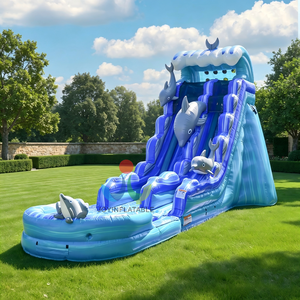 Tobogán Acuático Inflable Comercial Gigante con Forma de Tiburón y Delfín, con Piscina de Chapoteo, Diseñado para <span class=keywords><strong>Adultos</strong></span> y Niños - Product Image 3