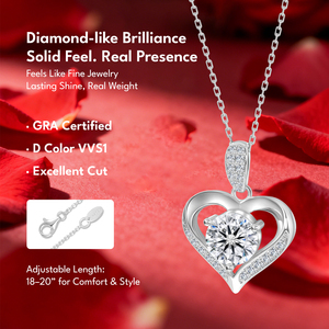 Regalo para el Día de la Madre, Colgante de Moissanita en Forma de Corazón, Plata 925 con Baño de Oro de 14K, Collar con Dije de Diamante VVS de 1ct, Lujoso para Mujer - Product Image 2