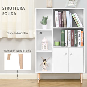 HOMCOM Bibliothèque Armoire avec Pieds en Bois de Pin Blanc 80x23.5x123cm - Product Image 5