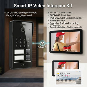Interphone vidéo IP Hiwink HW-FV5207 2K avec reconnaissance faciale et palmaire, déverrouillage par mot de passe, carte IC, NFC, 2 boutons, IP65, PoE, pour villa - Product Image 4