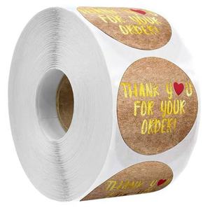 Crown Win Custom Thank You Laminated Synthetic Polyester <b>Paper</b> Glossy Adhesive <b>Stickers</b> with Spot UV Gold Foil Stamping <b>Printing</b> - Product Image 4