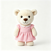 Adorable Ours en Peluche Assis et Moelleux, Poupée en Peluche avec Robe à Bordure en Dentelle, Jouet Ours Parfait pour un Cadeau