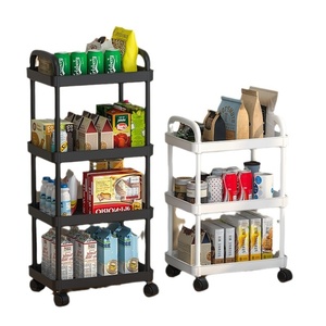 Support de rangement roulant empilable à 3 niveaux Chariot utilitaire de cuisine du sol au plafond Support de rangement roulant à plusieurs étages avec roues - Product Image 1