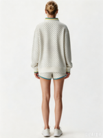 Sweat-shirt à col montant à pois pour femmes, plusieurs couleurs, longueur allongée, logo brodé personnalisé