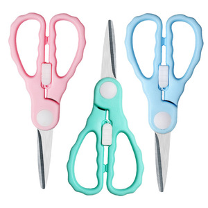 Baby Food Scissors Stainless Steel Pink And Blue 0-12 Months Portable Kitchen Utensil With Protective Cap - Product Image 3