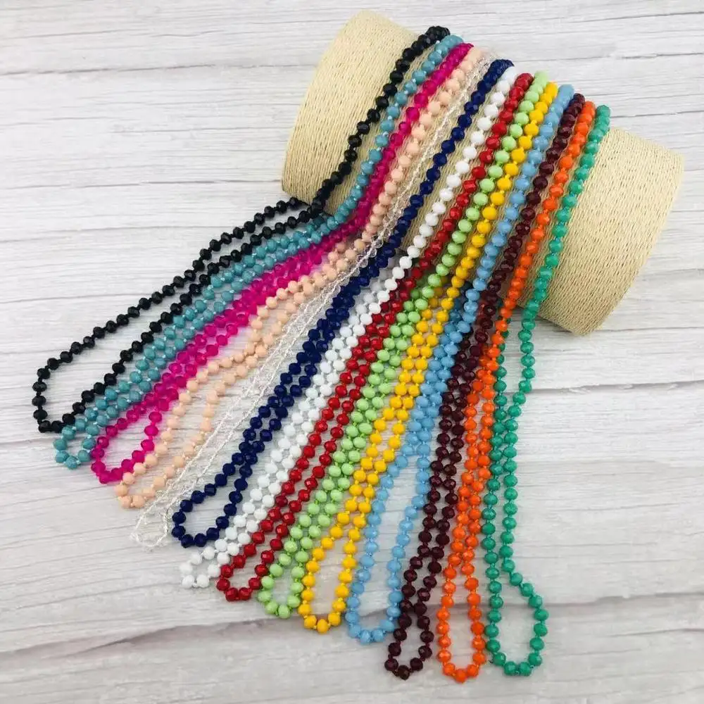 Wholesale New Fashion Multicolor Crystal Beads Knot Necklace