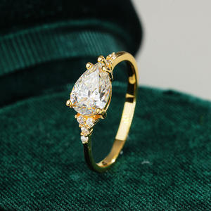 เครื่องประดับอัญมณีชั้นดี ไม่หมอง 925 เงินแท้ ประดับมุก 1 กะรัต ทรงหยดน้ำ แหวนหมั้นเพชรโมอิสซาไนต์ สำหรับผู้หญิง - Product Image 2