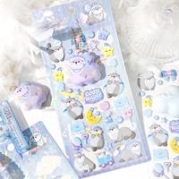 Autocollants bulles anti-stress thème Bonne Nuit, esthétique Ins, avec breloque chaîne de perles, accessoires décoratifs DIY pour enfants et journaux