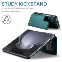 Casing Kulit PU CaseMe untuk Z Fold 2/3/4/5 dengan Dompet 2-in-1 & Ritsleting Belakang Anti Benturan Magnetik Flip