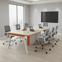 Table de conférence de bureau moderne en MFC, rectangulaire, taille personnalisable, 12 places, usage commercial