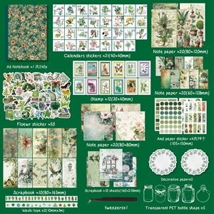 265P Vintage Scrapbook Set With A6 Notebook Sticker <strong>Paper</strong> Stamp Craft Gift For Teens Kids Diy Journal Kit - Product Image 1