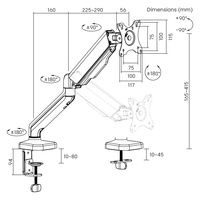 LDT46-C012E 17"-32" 9kg Bras de Moniteur Assisté par Ressort Économique, Support VESA Simple pour Écran d'Ordinateur
