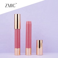 Tube de rouge à lèvres vide 3g, conteneur de luxe avec capuchon doré, tubes de rouge à lèvres en plastique rose, crayon à lèvres long personnalisé, tube de crayon contour des lèvres