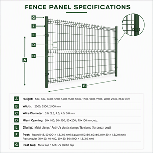 Clôture en treillis métallique 3D incurvé en acier galvanisé et thermolaqué, durable, facile à installer, <span class=keywords><strong>pour</strong></span> usage extérieur, vente en gros d'usine, certifiée CE ISO - Product Image 2