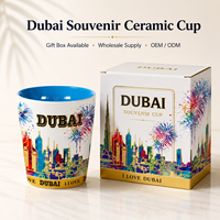 Souvenir touristique de Dubaï, tasses en céramique de luxe, petites tasses à vin en porcelaine isolées sans poignée, personnalisées, sur mesure, ODM, vente en gros