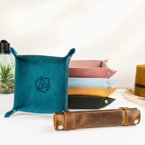 Portable Custom Genuine Leather Modern Luxury <b>Foldable</b> <b>Desk</b> Storage 20X20cm Dice Rolling Tray for Dnd Board Gaming - Product Image 4