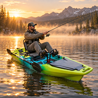 Kayak monoplace en HDPE de 286 cm, kayak de pêche modulaire en 2 parties avec système de propulsion à pédales Penguin, siège en métal et pagaie