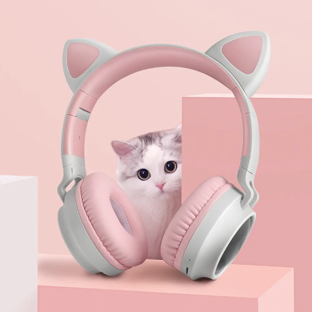 Stock Fast shipping Cute Headset fm stereo radio mp3 player earphone headphone cat