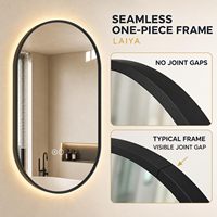 Miroir mural ovale à LED avec éclairage arrière, interrupteur tactile, 3 températures de couleur réglables, anti-buée, IP44, miroir de salle de bain