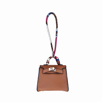 Porte-clés en cuir mini inspiré de H, multifonctionnel, avec rangement pour écouteurs et porte-monnaie, accompagné d'un foulard en soie, accessoire de mode