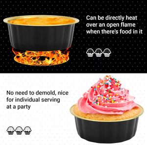 125ml Disposable Food-grade Black Gold Muffin <b>Cupcake</b> Aluminum Foil Tray Round Mini Baking Cups Plastic Lid - Product Image 3