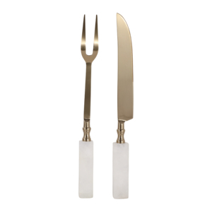 Set di forchette e coltelli da portata in quarzo e metallo per articoli essenziali per la tavola, accessori decorativi da cucina - Product Image 4