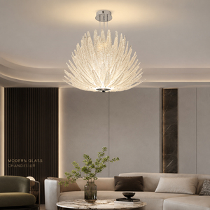 Lustre en verre texturé anémone de mer à diffusion radiale minimaliste italien, 100 cm, hauteur réglable, lampe suspendue de luxe pour entrée et hall - Product Image 1