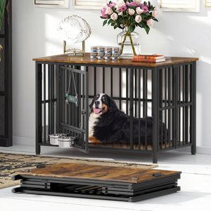 Mangkuk anjing kayu lipat Modern furnitur dapat diatur mangkuk nama Tag akhir meja untuk anjing besar (35-60 Lb) tidak ada perakitan ruang tamu - Product Image 3