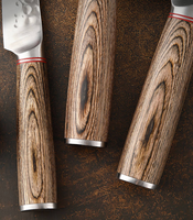 Ensemble de 6 couteaux de boucher en acier inoxydable forgé, couteau à désosser, couteau utilitaire, couteau à éplucher avec manche en bois de Pakkwood, couteau en stock