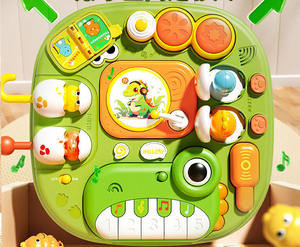 Escritorio <span class=keywords><strong>de</strong></span> actividades para bebés y niños pequeños, mesa <span class=keywords><strong>de</strong></span> juegos multiusos con piano Musical <span class=keywords><strong>de</strong></span> dinosaurio eléctrico, tablero ocupado educativo para niños - Product Image 4