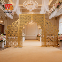 Arche en acier inoxydable doré de style islamique personnalisée pour la décoration de scène de mariage, mobilier de luxe pour événements et fêtes