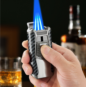 JOFI 5-In-1 Luxury 3 Jets Blue <b>Flame</b> Metal Cigar Torch Lighter Custom Butane American Style Business Gifts with Cigar Punch - Product Image 6