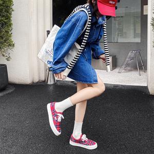 Chaussures en toile à carreaux rouges pour femmes, style coréen, adaptées à toutes les occasions, nouveau design tendance, chaussures pour femmes - Product Image 3