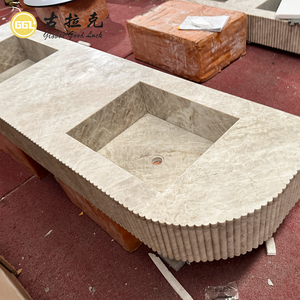 Encimera de Mármol Natural Taj Mahal para Lavabo Individual y Doble, Diseño Acanalado, Alta Calidad - Product Image 2