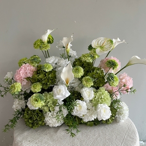 Accessoires de photomaton : Hortensias vert foncé <span class=keywords><strong>Venus</strong></span>, Roses roses, Fleurs artificielles, Ranunculus, Housse de coussin, Fleurs pour arche de toile de fond pour mariages - Product Image 3