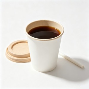 Gobelet en papier pour boissons chaudes avec logo imprimé personnalisé, conforme aux réglementations européennes, double paroi, pour thé à bulles, thé au lait, cappuccino - Product Image 1