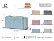 Cartera de mujer con doble cremallera, tamaño grande, cadena cruzada, uso diario, cuero sintético de microfibra - Product Image 1