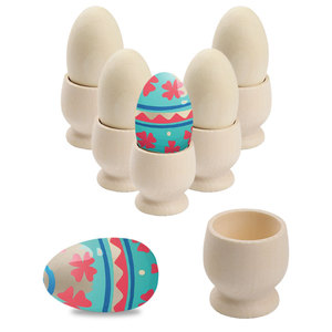 Ornements d'œufs en bois 4,5x3,5cm 5x2,8cm, fournitures artisanales pour enfants, peinture DIY, printemps 2024 - Product Image 1