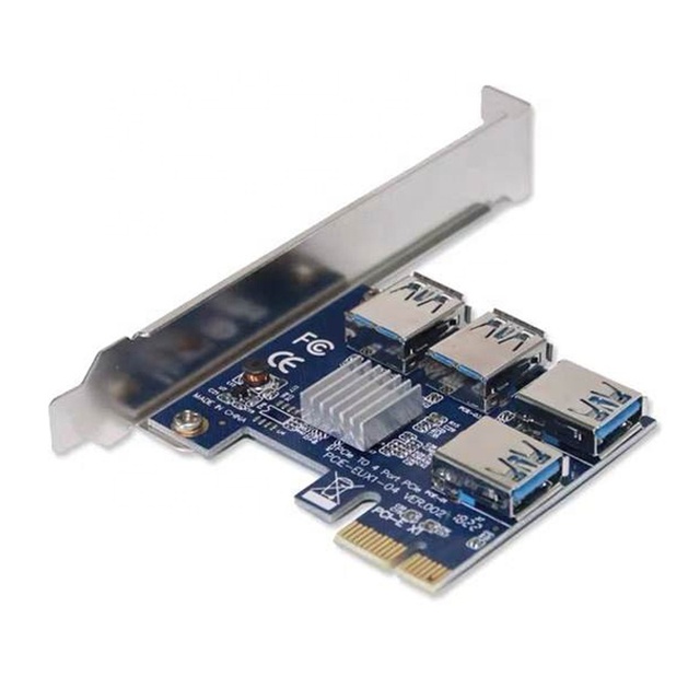 Upgrade PCIE 1X to 4X USB 3.0 Expansion Board PCI-Express Riser Card VER002 PCI-E Multiplier Converter