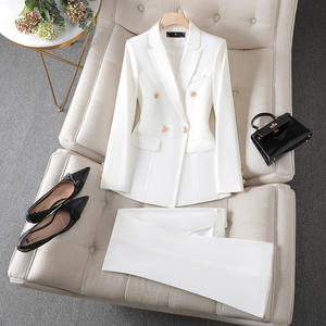 Completo Elegante da Donna 2024, Nuovo Tailleur alla <span class=keywords><strong>Moda</strong></span> Primavera ed Estate con <span class=keywords><strong>Pantaloni</strong></span> a Vita Alta e Maniche Lunghe in Tinta Unita - Product Image 1