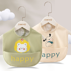Bavoir de repas pour enfants, style tablier, imperméable, sans manches, fermeture Velcro, design réversible, motif dessin animé, idéal pour l'alimentation - Product Image 5