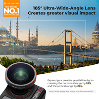 Objectif grand angle K&F Concept pour DJI Osmo Action 4/5 Pro/6 à visser 185 °   Verre optique multicouche à champ de vision étendu et couvercle en silicone