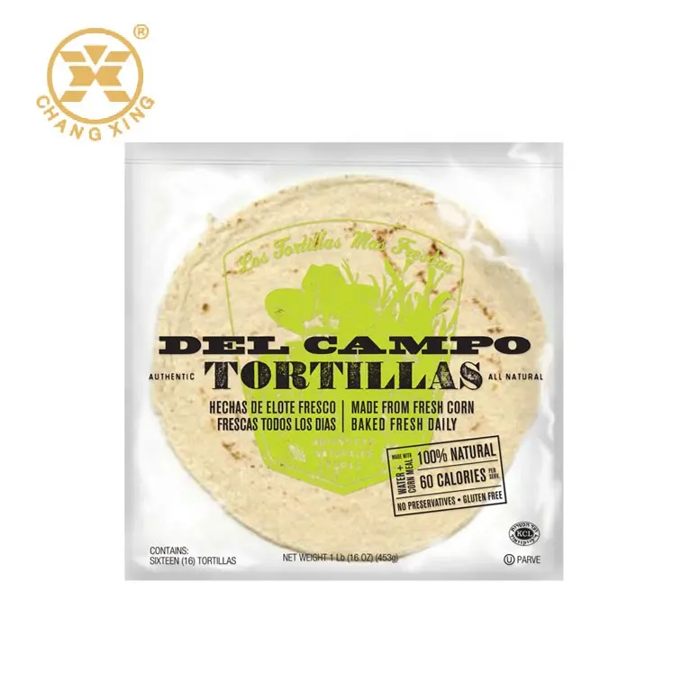 Tortilla Bag Kunststoff-Heiß siegel beutel mit Reiß verschluss für Chapti-Verpackungs mehl Mexikanischer Burritos-Verpackungs beutel Bolsa De Tortilla