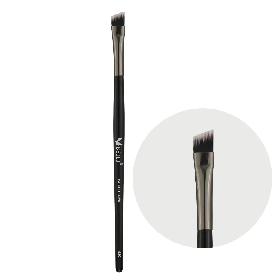 BEILI 2024 hochwertige einzelne schwarze Make-up-Pinsel synthetische tierversuchsfreie winkelbürste Eigenmarke Eyeliner-Pinsel