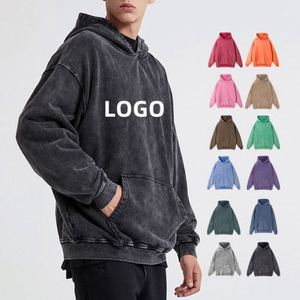 Hoodie personnalisé avec logo d'usine 2026, 420 g/m², imprimé en 3D, effet vieilli, coupe décontractée, épais, style vintage tie-dye - Product Image 5