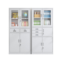 Armoire de classement en acier moderne et minimaliste avec tiroirs à porte vitrée pour le rangement de documents et d'archives