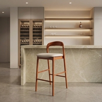 Tabouret de bar haut en bois massif moderne avec base en métal, design minimaliste pour restaurant, café et hôtel